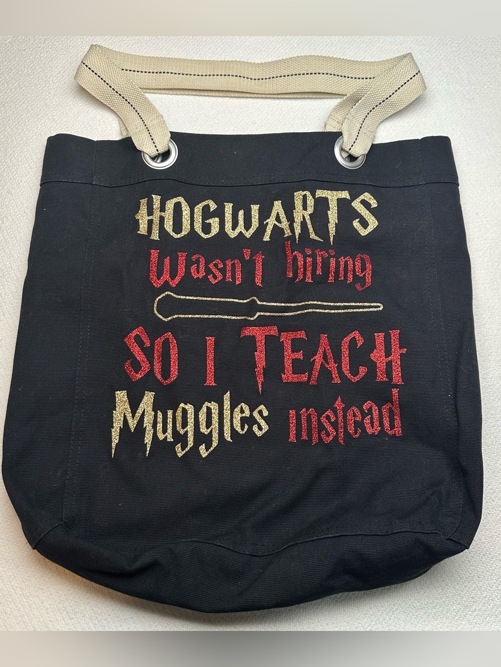 Harry Potter Inspire Canvas Tote Bag with Gold & Red 'Hogwarts' Teaching
